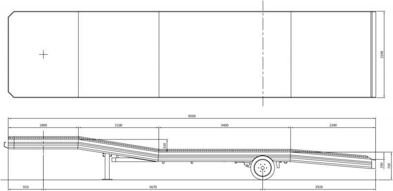 5.0T Auto oplegger LIGHT 9,50x2,24mtr.