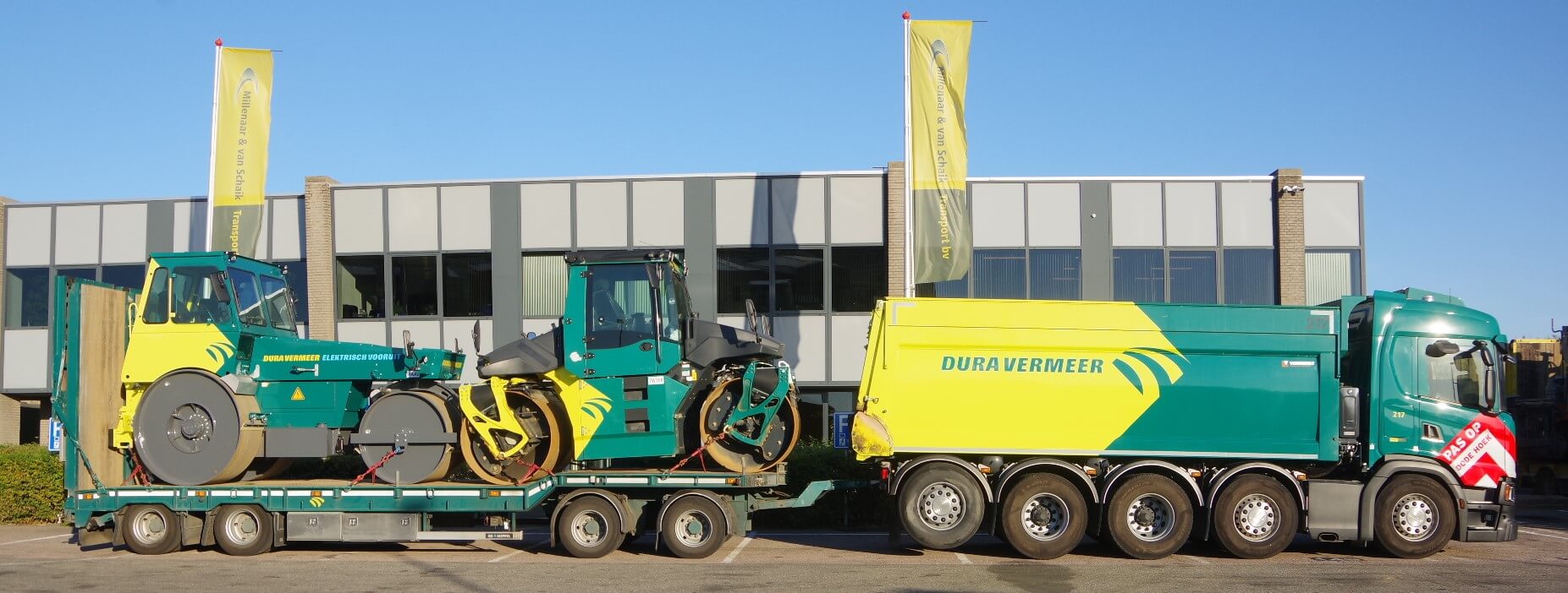 Millenaar & vSchaik aflevering SCANIA Quadro met Dieplader rz