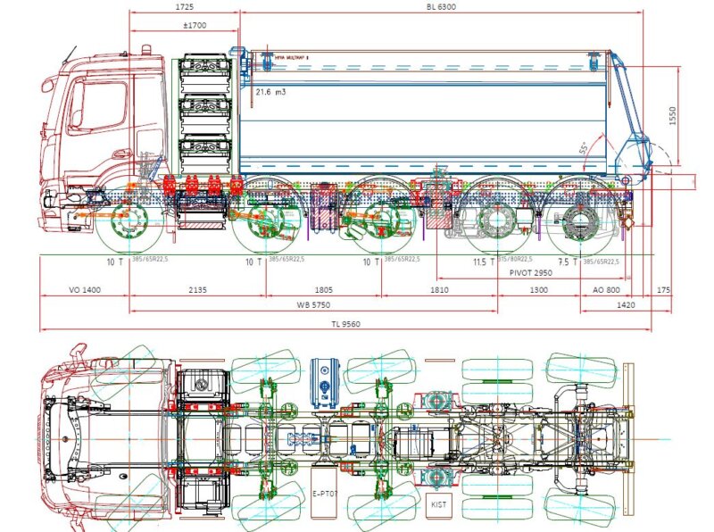 ''VELDHUIZEN E-TRUCKS'' WB 5.750 mm 21M3 zij aanzicht