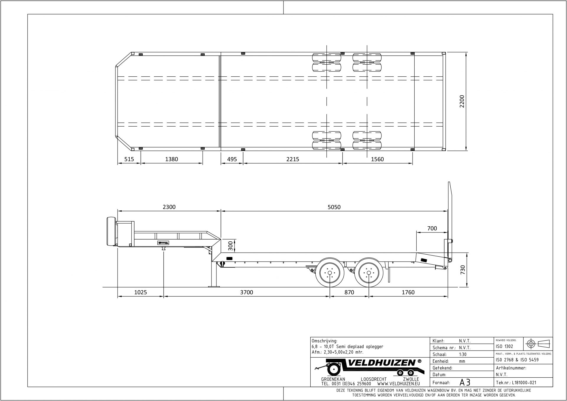 Semi dieplaad opl 6,8-10T 2,30+5,05x2,20