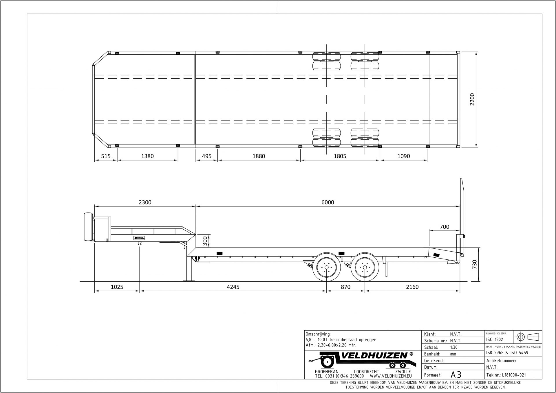 Semi dieplaad opl 6,8-10T 2,30+6,00x2,20