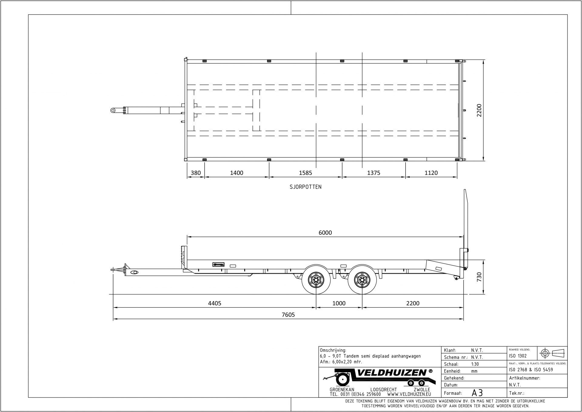 Tandem semi dieplaad ahw 6-8,2T 6,00x2,20