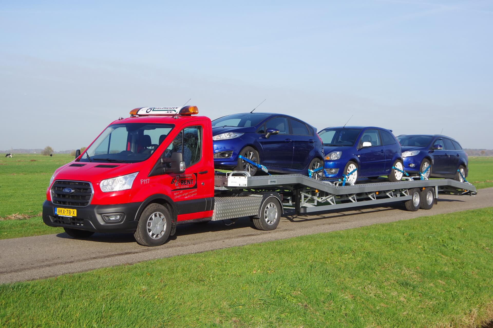 Transit met 12m Auto oplegger Light beladen lv2