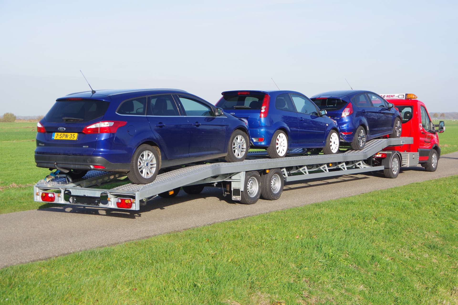 Transit met 12m Auto oplegger Light beladen ra1