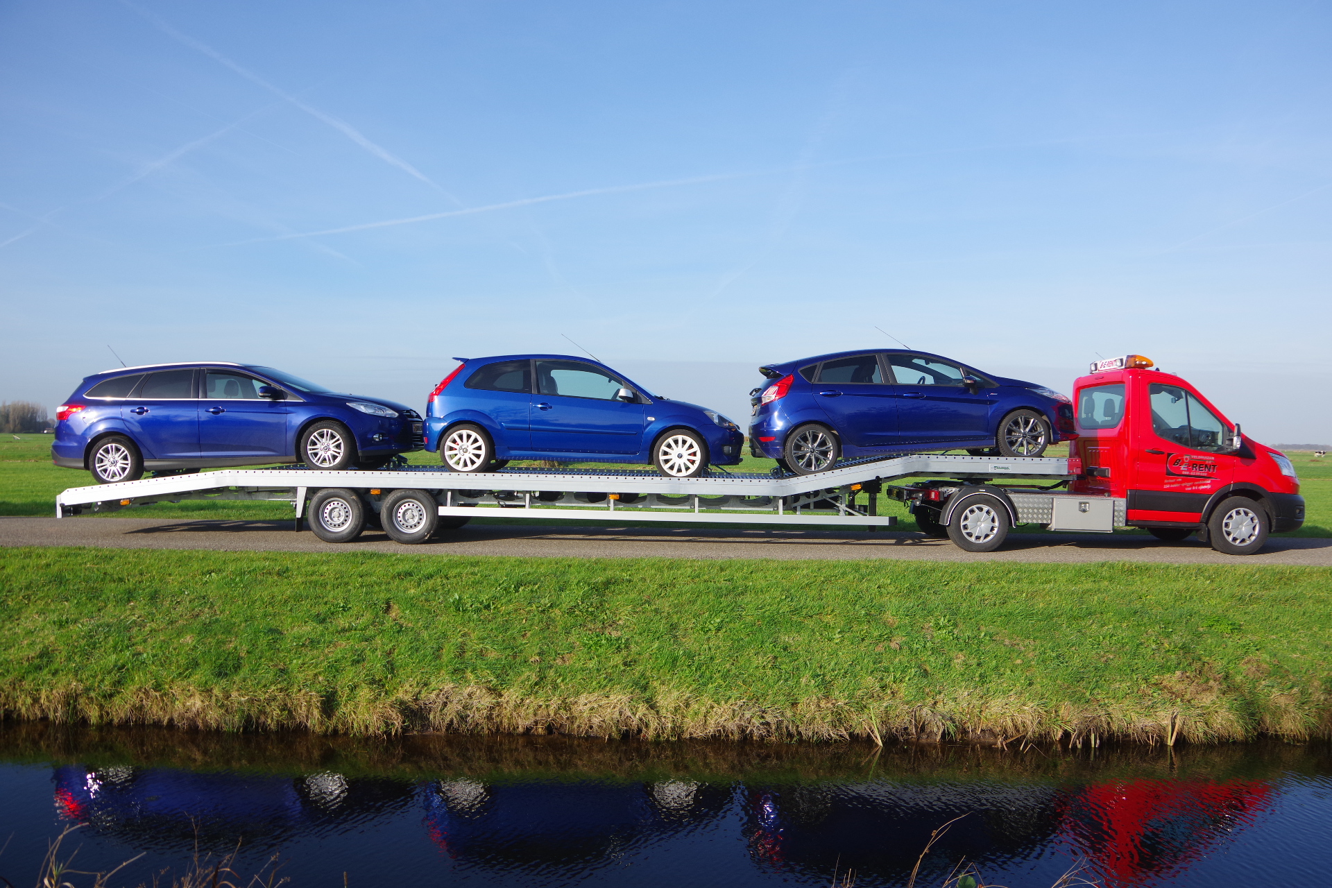 Transit met 12m Auto oplegger Light beladen rz