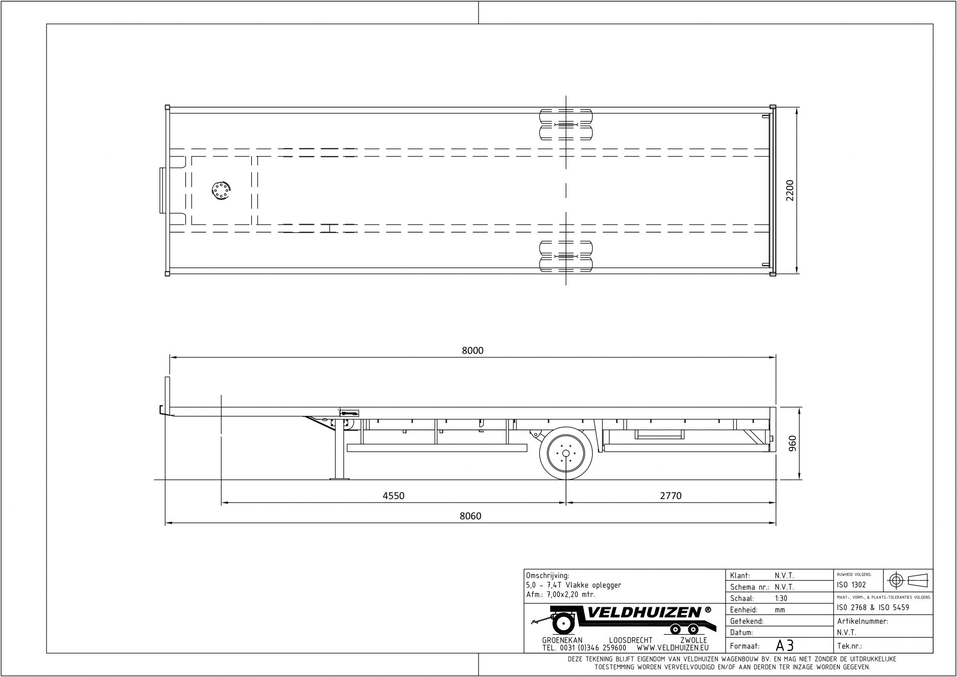 Vlakke opl 5-7,4T 8,00x2,20