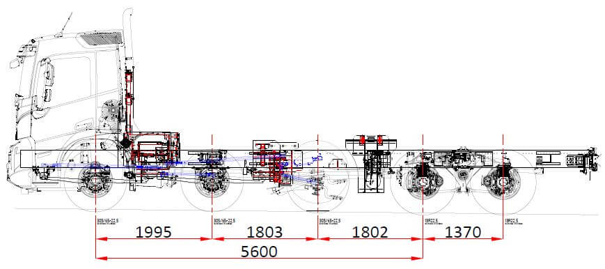 VOLVO FMX 460 wb 5.600 mm zij
